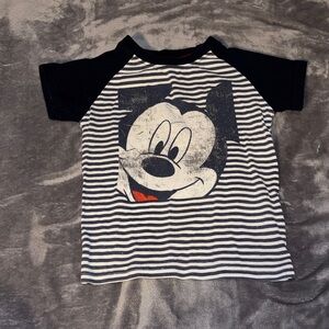 Disney Mickey Mouse Kids Tee - Black and White Stripes